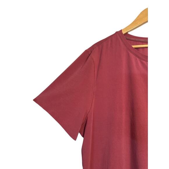 CRZ Yoga Women's Short Sleeve Soft Pima Cotton Henley T-Shirt Size XXL Dark Rose - Picture 2 of 7